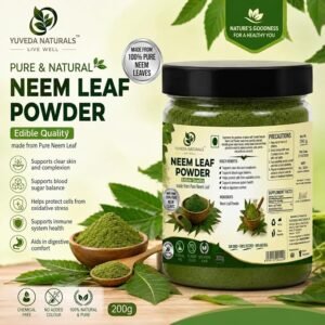 Neem Powder for Eating, face pack, Premium Quality, A+Grade,200g (Sun Dried & Stemless) Edible Quality, Skin and Hair Care Pack